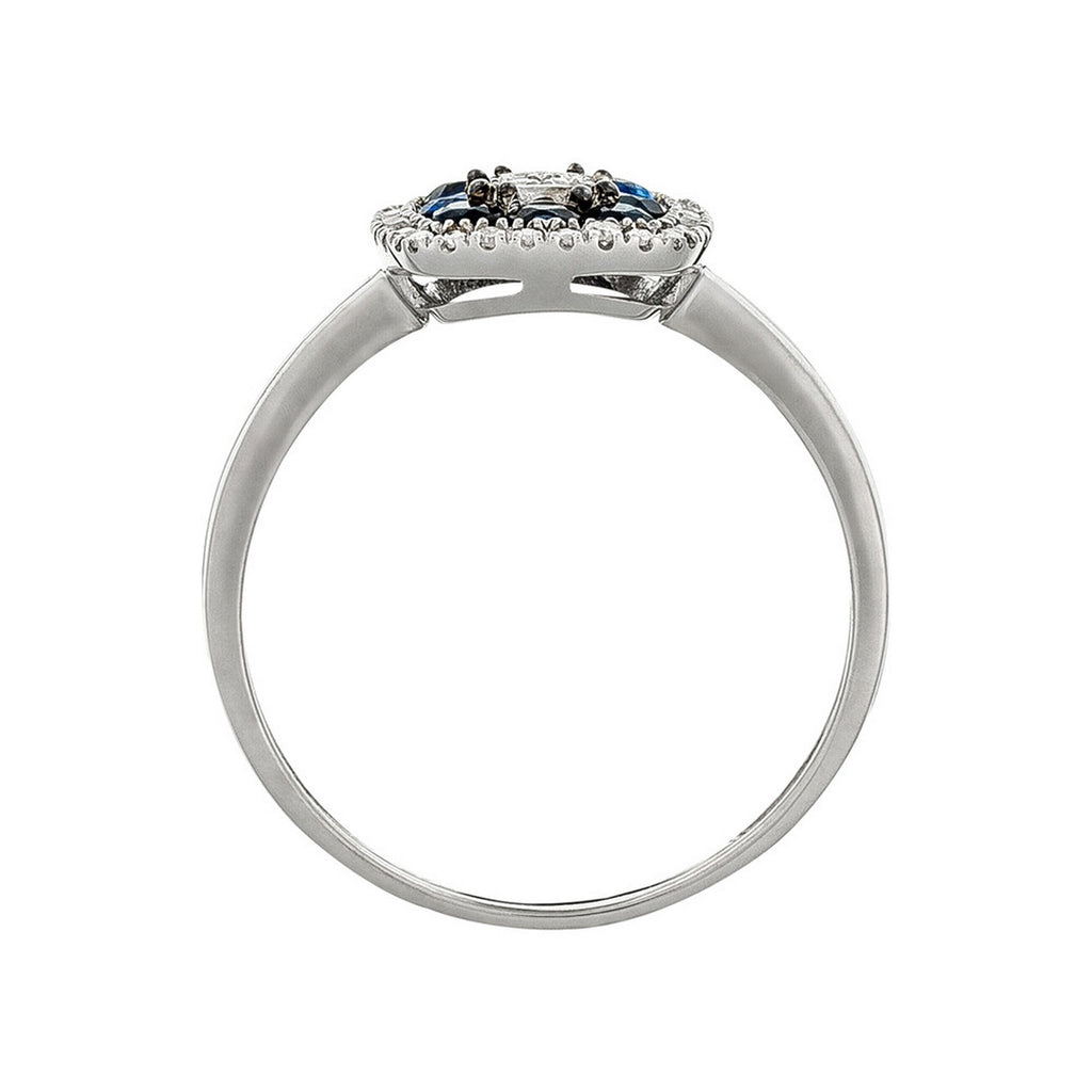 Bague "Volga" D0,03/8 & Saphir 0,58/8 - Or Blanc 375/1000