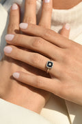 Bague "Volga" Diamants 0,03/8 & Saphir 0,58/8 - Or Blanc 375/1000