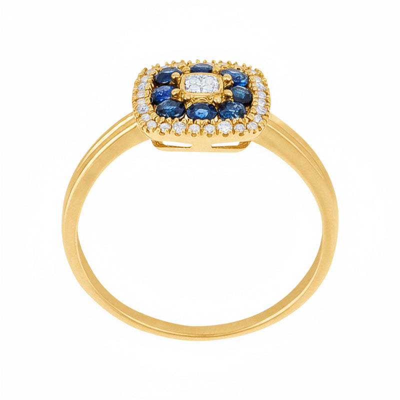 Bague "Volga" Diamants 0,03/8 & Saphir 0,58/8 - Or Jaune 375/1000