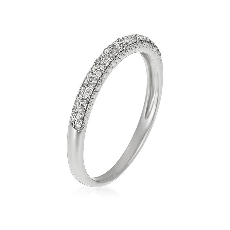 Bague "Alliance Foch" Diamants 0,15/50 - Or Blanc 375/1000