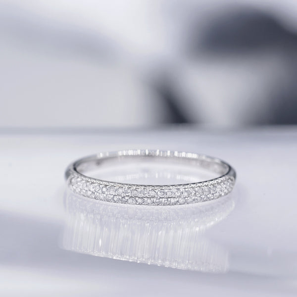 Bague "Alliance Foch" Diamants 0,15/50 - Or Blanc 375/1000
