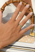 Bague "Abaya" Diamants 0,03/6 & Emeraudes 0,60/3 - Or Blanc 375/1000