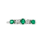 Bague "Abaya" Diamants 0,03/6 & Emeraudes 0,60/3 - Or Blanc 375/1000