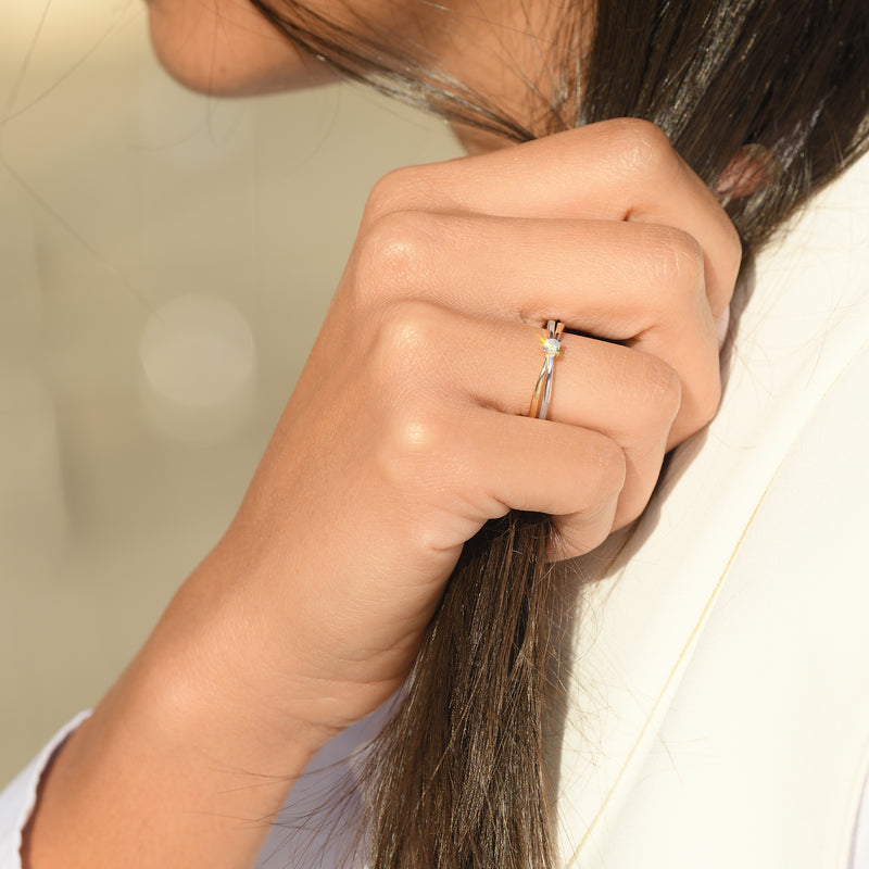 Bague "Ma Bien Aimée" Diamants 0,08/1 - Or Bicolore 375/1000