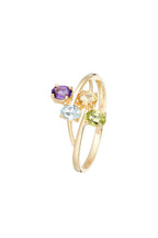 Bague "Bornéo" Améthyste 0,18/1, Topaze Bleue 0,24/1, Citrine 0,18/1 Et Péridot