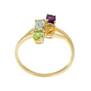 Bague "Bornéo" Améthyste 0,18/1, Topaze Bleue 0,24/1, Citrine 0,18/1 Et Péridot - Or Jaune 375/1000