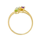 Anillo “Bornéo” Amatista 0.18/1, Topacio Azul 0.24/1, Citrino 0.18/1 y Peridoto - Oro amarillo 375/1000