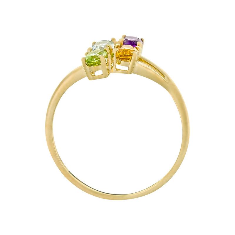 Bague "Bornéo" Améthyste 0,18/1, Topaze Bleue 0,24/1, Citrine 0,18/1 Et Péridot - Or Jaune 375/1000