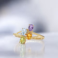 Bague "Bornéo" Améthyste 0,18/1, Topaze Bleue 0,24/1, Citrine 0,18/1 Et Péridot - Or Jaune 375/1000