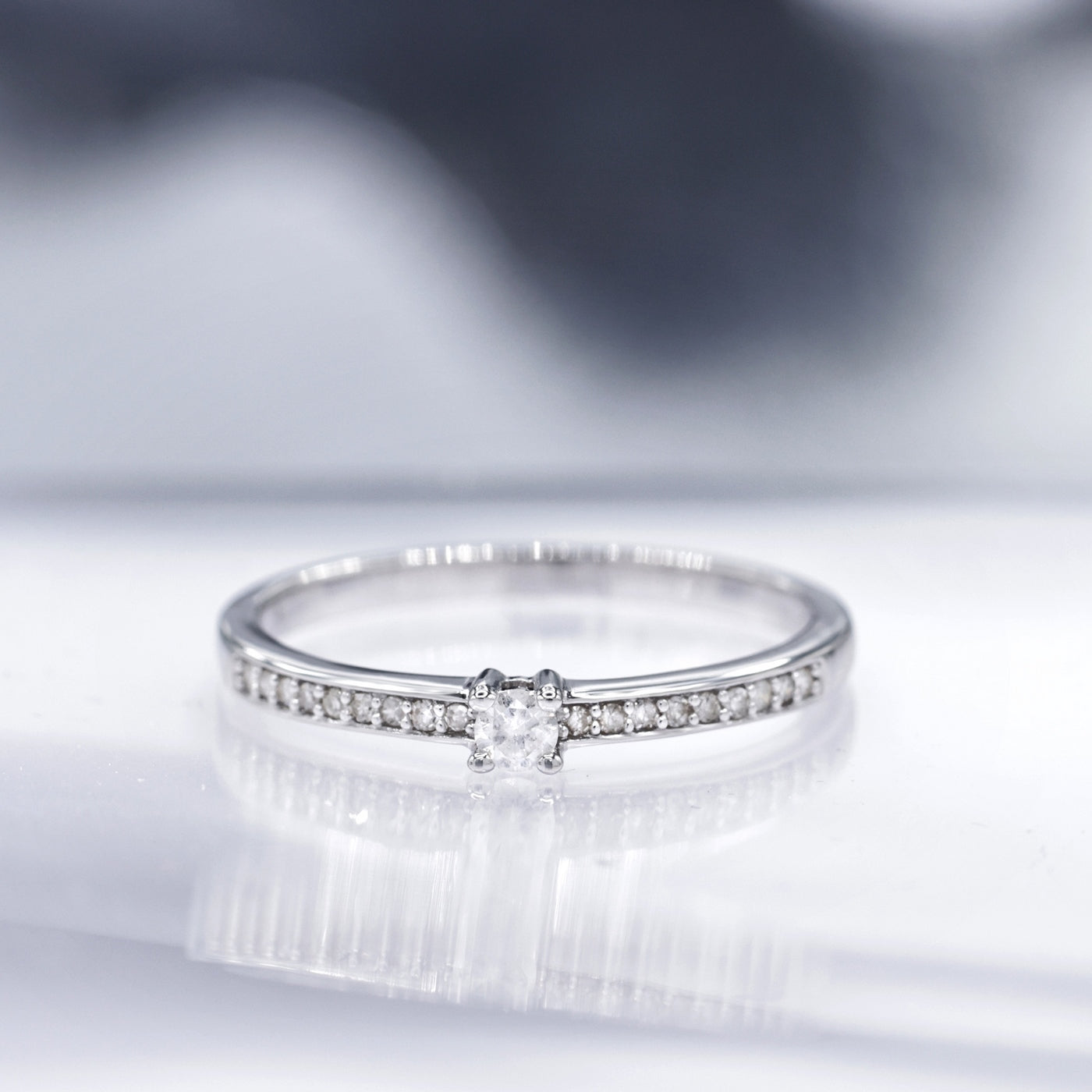 Bague "Toi Mon Amour" D0,14/19 - Or Blanc 375/1000