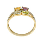 Anillo "Cayuga" con diamantes 0,1/20, peridoto, topacio, amatista y citrino 1,07/4 - Oro amarillo 375/1000