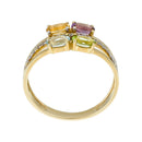 Bague "Cayuga" Diamants 0,1/20 + Peridot, Topaze, Amethyste & Citrine1,07/4 - Or Jaune 375/1000