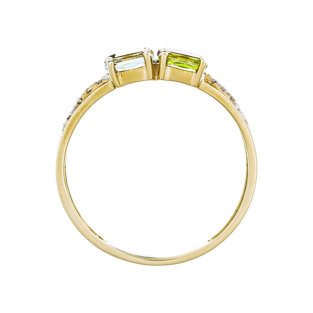 Anillo "Cayuga" con diamantes 0,1/20, peridoto, topacio, amatista y citrino 1,07/4 - Oro amarillo 375/1000