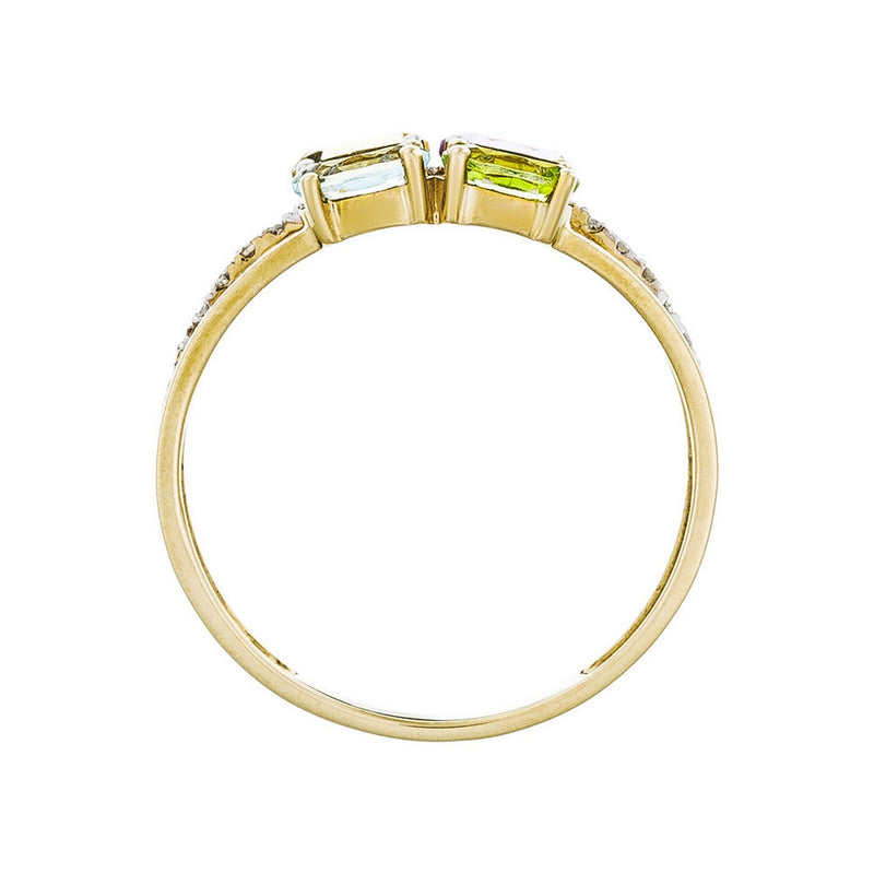 Bague "Cayuga" Diamants 0,1/20 + Peridot, Topaze, Amethyste & Citrine1,07/4 - Or Jaune 375/1000