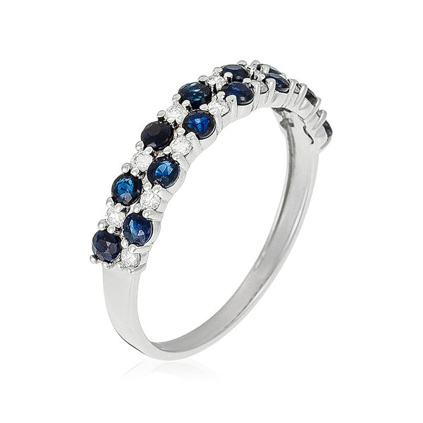 "Princesse Grace" Ring 0.21/14 Diamonds + 1.4/14 Sapphires