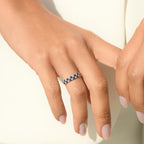 Bague "Princesse Grace" Diamants 0,21/14 + Saphirs 1,4/14