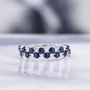 Bague "Princesse Grace" Diamants 0,21/14 + Saphirs 1,4/14 - Or Blanc 375/1000