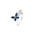 Bague "Héméra" Diamants 0,03/6 & Saphir 0,69/4 - Or Blanc 375/1000