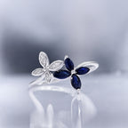 Bague "Héméra" Diamants 0,03/6 & Saphir 0,69/4 - Or Blanc 375/1000
