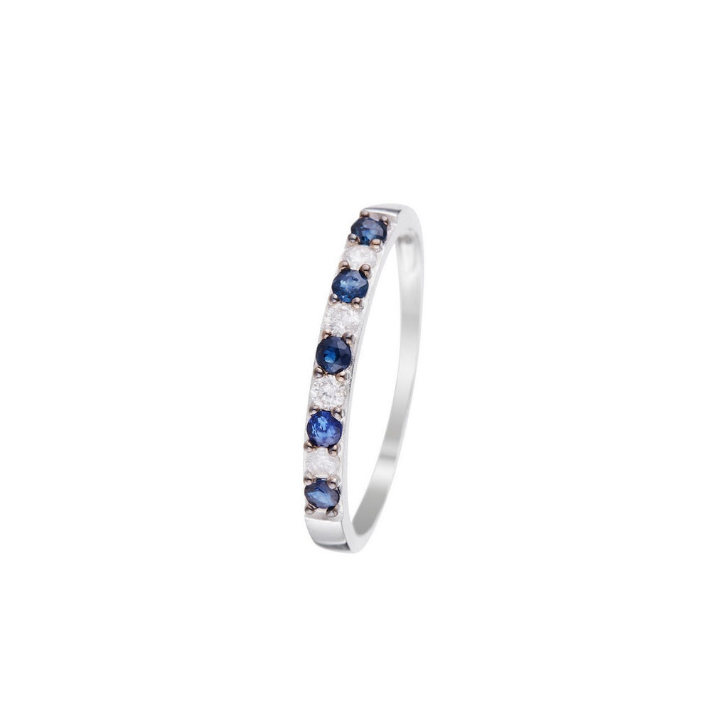 Bague "Séoul" Diamants 0,11/4 & Saphir 0,25/5 - Or Blanc 375/1000