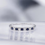 Bague "Séoul" Diamants 0,11/4 & Saphir 0,25/5 - Or Blanc 375/1000
