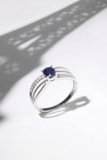 Anillo "René" D0,07/14 & Zafiro 0,50/1 - Oro blanco 375/1000