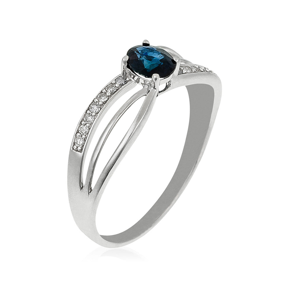 Anillo “René” D0.07/14 y Zafiro 0.50/1