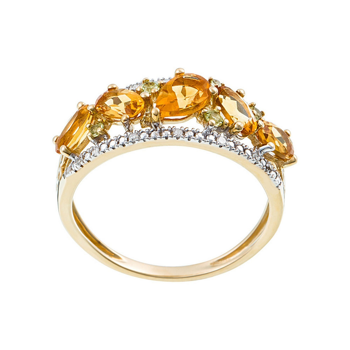 Anello "Olivines" D0,05/16 & Peridoto 0,14/6 & Citrino 1,30/5 - Oro Giallo 375/1000