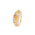 "Olivines" ring, D0.05/16 &amp; Peridot 0.14/6 &amp; Citrine 1.30/5 - 375/1000 Yellow Gold