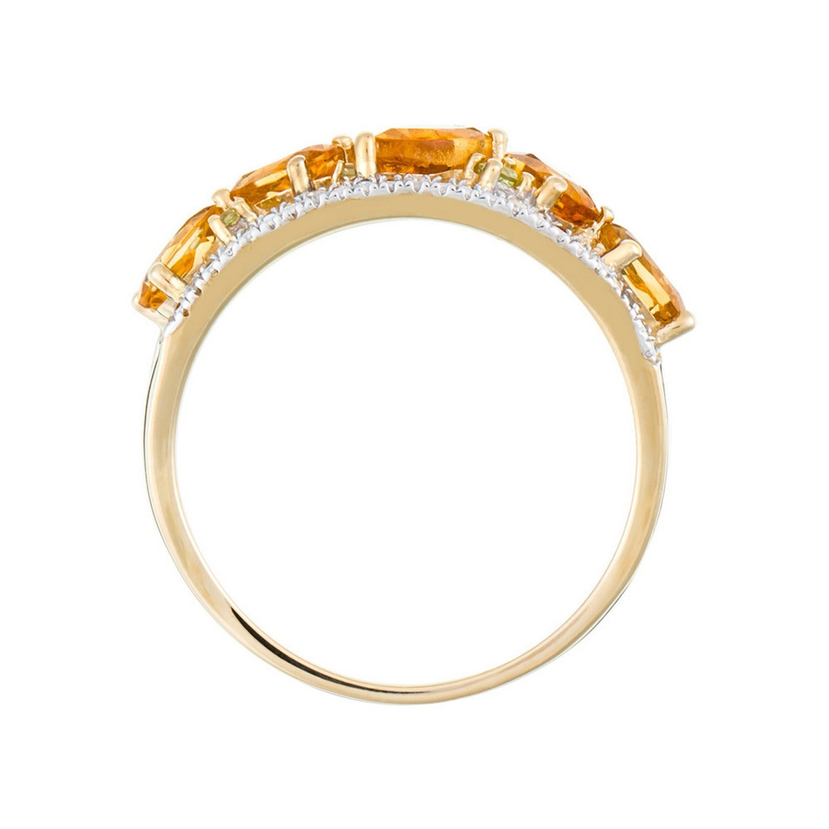 Anello "Olivines" D0,05/16 & Peridoto 0,14/6 & Citrino 1,30/5 - Oro Giallo 375/1000