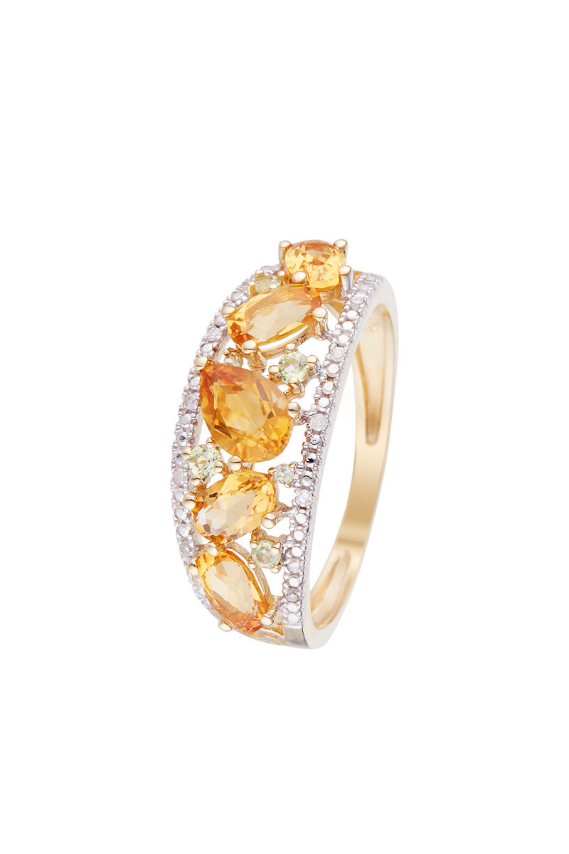 “Olivines” ring D0.05/16 & Peridot 0.14/6 & Citrine 1.30/5