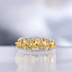 "Olivines" ring, D0.05/16 &amp; Peridot 0.14/6 &amp; Citrine 1.30/5 - 375/1000 Yellow Gold