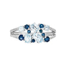 Bague "Saphir Elixir" D0,10/32 & Topaze Bleue 1,03/5 & Saphir 0,5/8 - Or Blanc 375/1000