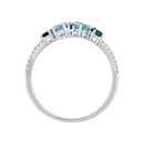 Bague "Saphir Elixir" D0,10/32 & Topaze Bleue 1,03/5 & Saphir 0,5/8 - Or Blanc 375/1000