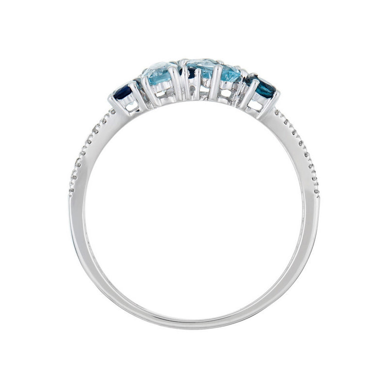 Bague "Saphir Elixir" D0,10/32 & Topaze Bleue 1,03/5 & Saphir 0,5/8 - Or Blanc 375/1000