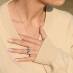 Bague "Saphir Elixir" D0,10/32 & Topaze Bleue 1,03/5 & Saphir 0,5/8 - Or Blanc 375/1000