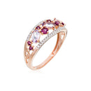 “Amore” Ring 0.12/36, Rhodolite Garnet 0.37/8 And Pink Amethyst 0.53/3
