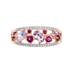 Bague "Amore" 0,12/36, Rhodolite Garnet 0,37/8 Et Améthyste Rose 0,53/3 - Or Rose 375/1000
