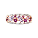 Bague "Amore" 0,12/36, Rhodolite Garnet 0,37/8 & Améthyste Rose 0,53/3 - Or Rose 375/1000