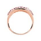 Bague "Amore" 0,12/36, Rhodolite Garnet 0,37/8 Et Améthyste Rose 0,53/3 - Or Rose 375/1000
