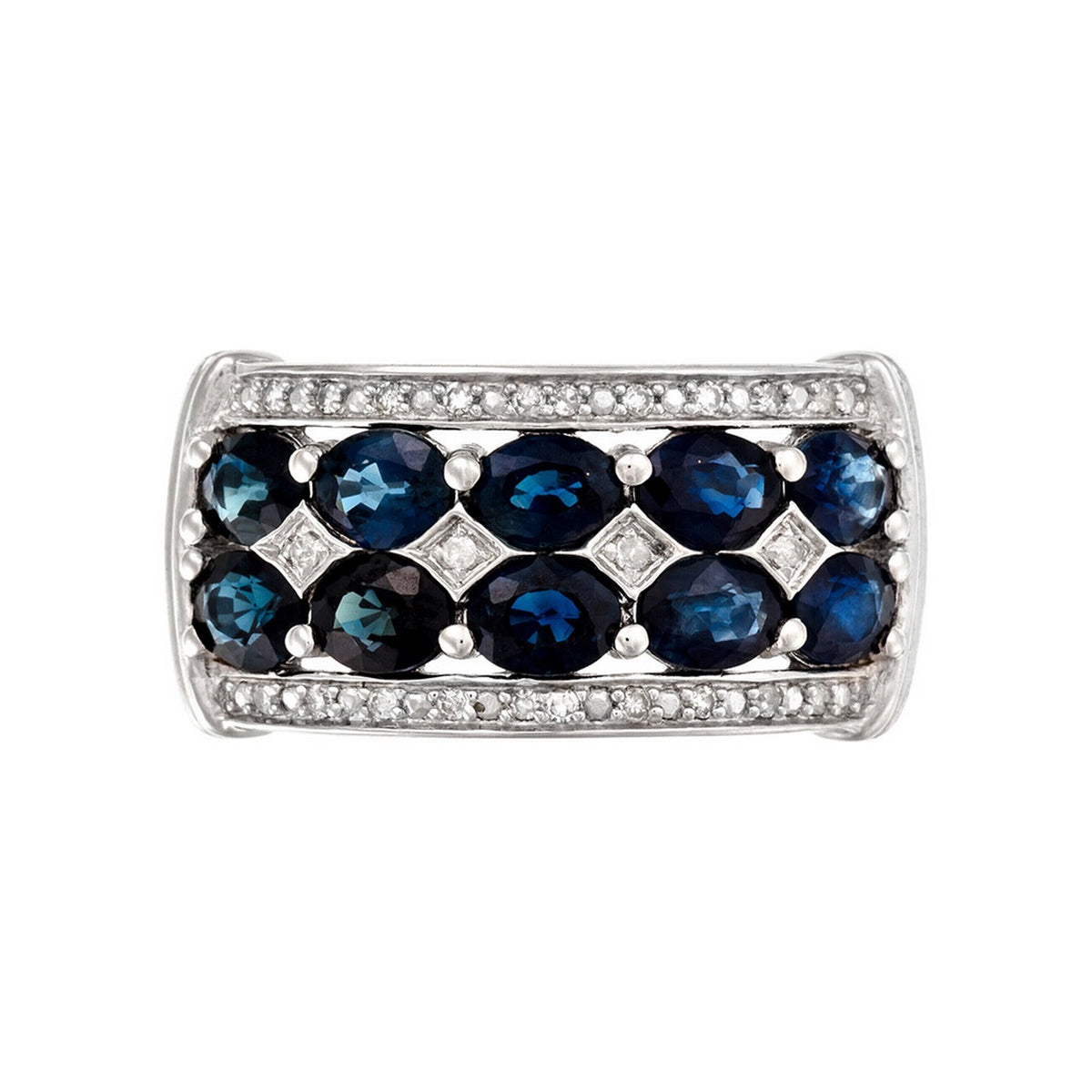 "Hanoi" Ring, D0,09/24 & Sapphire 2,5/10 - 375/1000 White Gold