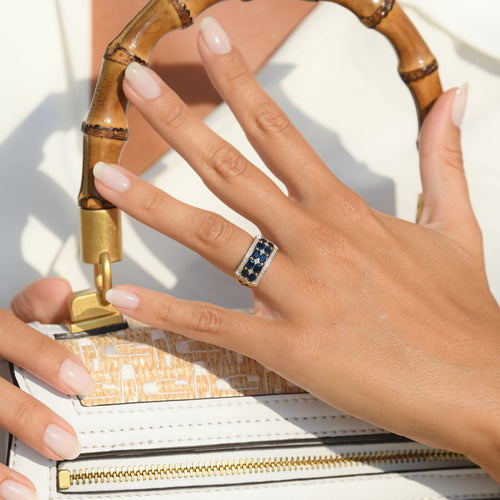 Bague "Hanoï" Diamants 0,09/24 & Spahir 2,5/10 - Or Jaune 375/1000