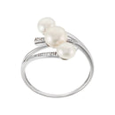 Bague "Kawai" D0,03/5 & Perles - Or Blanc 375/1000