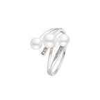 Anillo "Kawai" D0.03/5 y Perlas - Oro blanco 375/1000