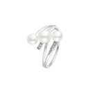 Bague "Kawai" D0,03/5 & Perles - Or Blanc 375/1000