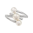 Bague "Kawai" D0,03/5 & Perles - Or Blanc 375/1000