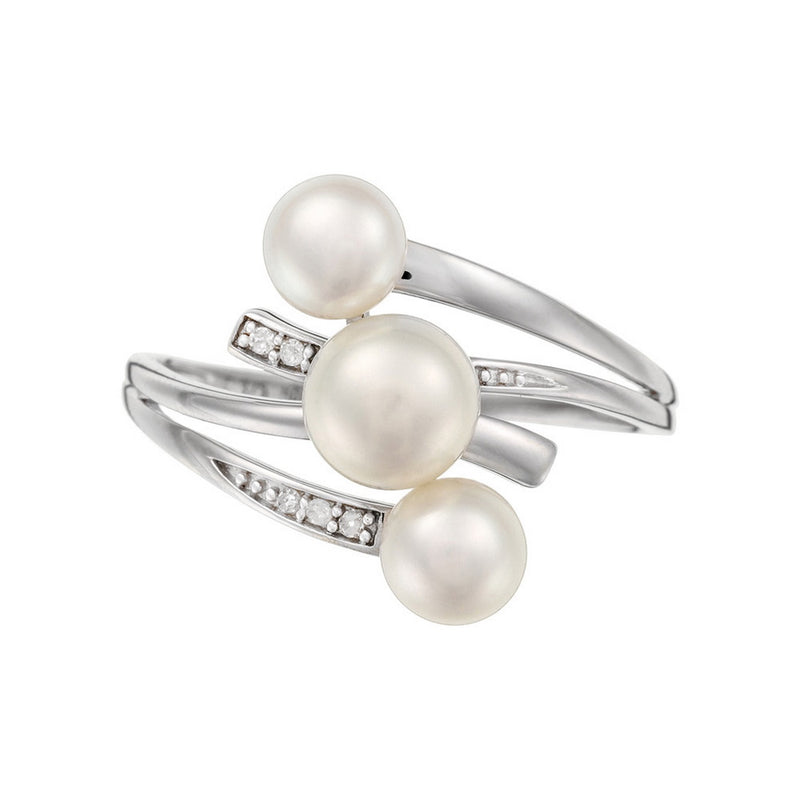 Bague "Kawai" D0,03/5 & Perles - Or Blanc 375/1000