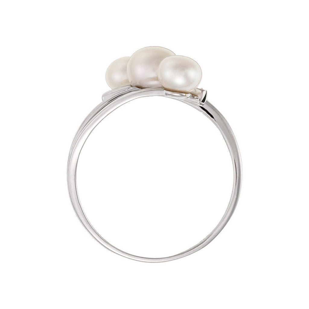 "Kawai" Ring D0.03/5 & Pearls - White Gold 375/1000