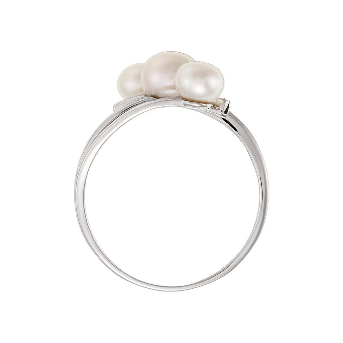 "Kawai" Ring D0.03/5 & Pearls - White Gold 375/1000