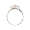 Bague "Kawai" D0,03/5 & Perles - Or Blanc 375/1000